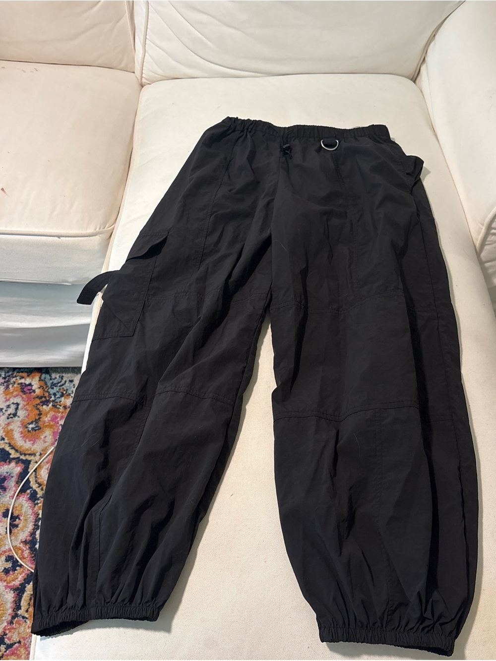 Urban Outfitters Black Parachute Cargo pants